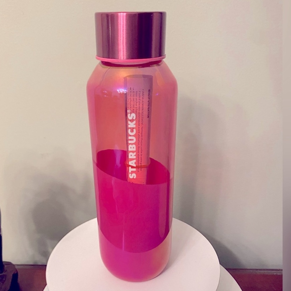 Starbucks Iridescent Barbie Pink Glass WaterBottle